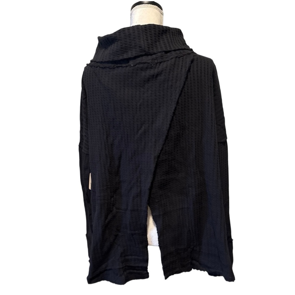 Free People Juicy Long Sleeve Cowl Neck Oversized‎ Black Thermal Top Size S - Picture 8 of 9